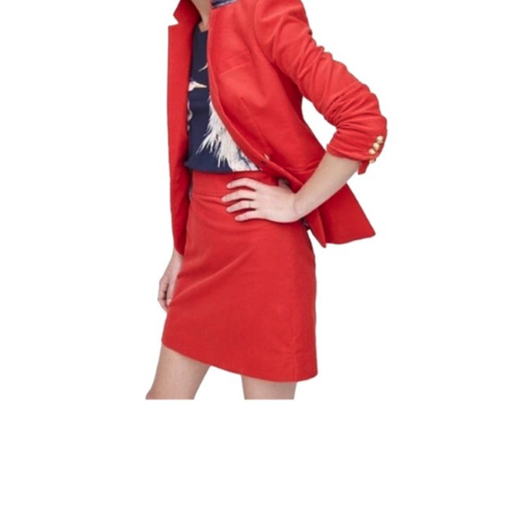 J Crew‎ Fiery Sunset Red Corduroy Skirt~4~Shows pristine - Picture 1 of 4